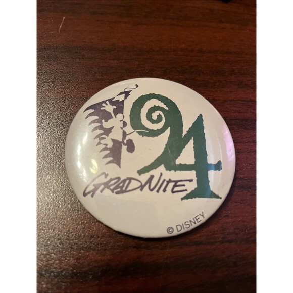 Disneyland 1994 Grad Nite Mickey Mouse Button Pin - Picture 1 of 3